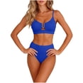 thumbnail image 1 of Ynynloco Womens 2 Piece High Waisted Bikini Sets Modest Tummy Control Swimsuits Cutout Crisscross Ruched Bathing Suit, 1 of 5