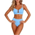 thumbnail image 1 of Ynynloco Womens 2 Piece High Waisted Bikini Sets Modest Tummy Control Swimsuits Cutout Crisscross Ruched Bathing Suit, 1 of 5