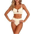 thumbnail image 1 of Ynynloco Womens 2 Piece High Waisted Bikini Sets Modest Tummy Control Swimsuits Cutout Crisscross Ruched Bathing Suit, 1 of 5