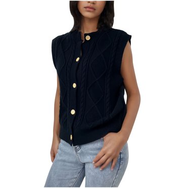 PRETTYGARDEN Women's Sleeveless Button Down Sweater Vest, Sizes S-XXL