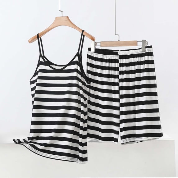 Ynynloco Womens Cami Pajama Sets Soft Pjs Summer Sleeveless Sleepwear Sets 2 Piece Camisole and Elastic Waist Shorts Sleepwear