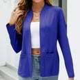 thumbnail image 1 of Ynynloco Womens Casual Long Sleeve Blazers Solid Color Lightweight Knit Blazer Work Office Open Front Blazer Jacket with Pockets for Everyday Wear, 1 of 1