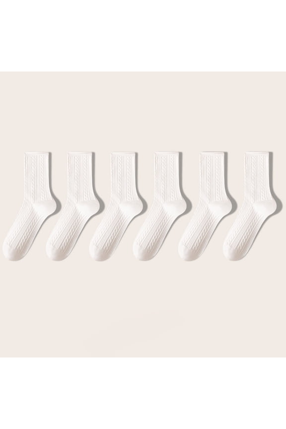 Womens Crew Socks, Casual Knit Cotton Warm Comfy Breathable Cool Dress Socks for Girls 6 Pack