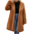 thumbnail image 1 of Ynynloco Womens Faux Fur Elegant Coats Warm Mid Long Furry Jackets Long Sleeve Lapel Winter Fluffy Outerwear, 1 of 6