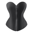 thumbnail image 1 of Ynynloco Womens Faux Leather Zipper Front Bustier Corset Top Sweetheart Neckline Top, 1 of 5