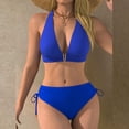 thumbnail image 1 of Ynynloco Womens Halter V-Neck Bikini Sets Sexy Two Piece Halter Swimsuits with Gold Hardware String Cutout Bathing Suit Swim Suits for Beach Pool, 1 of 4