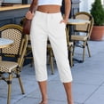 thumbnail image 1 of Ynynloco Womens High Waisted Cropped Capri Pants High Waisted Button Up Stretchy Straight Pants Trousers with Pockets, 1 of 9