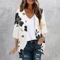 thumbnail image 1 of Ynynloco Womens Kimono Summer Puff Sleeve Cardigan Casual Loose Fit Cover Ups Swimwear Open Front Outfits Top Resorts, 1 of 5