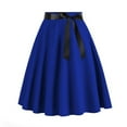 thumbnail image 1 of Ynynloco Womens Pleated Vintage High Waist A-Line Skater Skirt Flared Midi Skirt with Pockets, 1 of 2