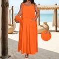 thumbnail image 1 of Ynynloco Womens Plus Size Maxi Dress with Pockets Casual Ring Strap Loose Plain Long Office Summer Fall Beach Travel Dresses L-5XL, 1 of 7