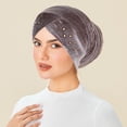 thumbnail image 1 of Ynynloco Womens Rhinestone Muslim Inner Hijab Caps Shiny Head Cover Stretch Beanie Turban Hat Chemo Cap Headwrap Cover, 1 of 3