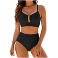 thumbnail image 1 of Ynynloco Womens Sexy 2 Piece Bikini Sets Cheeky High Cut Bathing Suit Color Block Textured U-Wire Swimsuits, 1 of 8