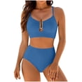 thumbnail image 1 of Ynynloco Womens Sexy 2 Piece Bikini Sets Cheeky High Cut Bathing Suit Color Block Textured U-Wire Swimsuits, 1 of 8
