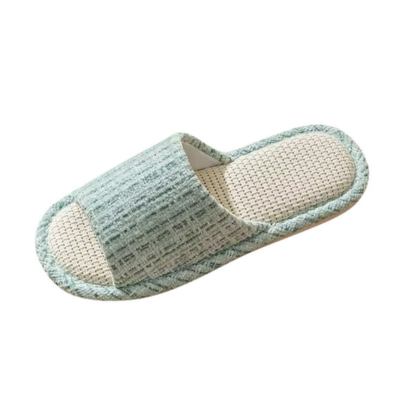 Ynynloco Womens Slippers Linen and Cloth Open Toe Non-Slip Memory Foam Slippers All Seasons Silent Soft Bottom Breathable Comfy Washable Unisex Slippers