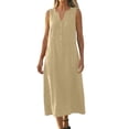 thumbnail image 1 of Ynynloco Womens Summer Maxi Dresses Sleeveless Casual Loose Swing Button Down Dress V-Neck Flowy A-Line Sundress, 1 of 7
