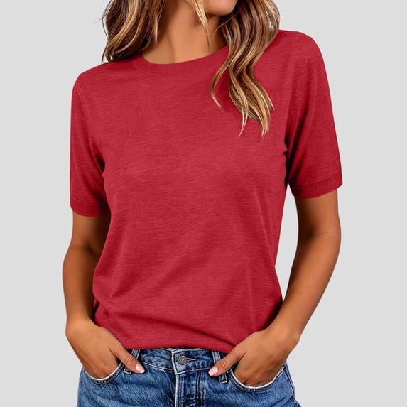 Ynynloco Womens T Shirts Short Sleeve Crew Neck Shirts Basic Tee Tops Blouse Casual Work Soft Basic Tees for Ladies