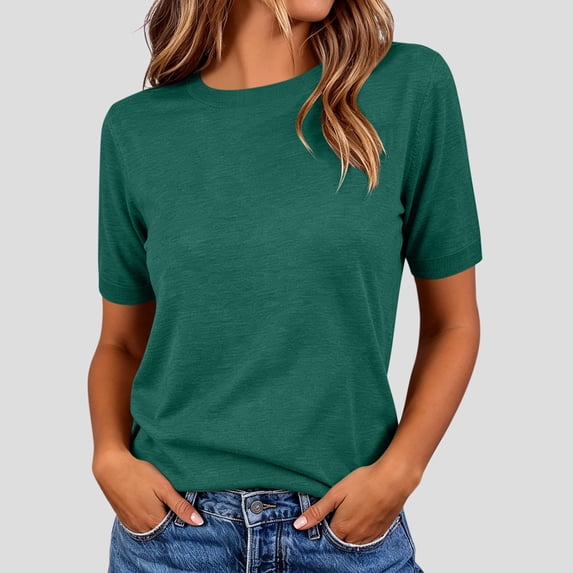 Ynynloco Womens T Shirts Short Sleeve Crew Neck Shirts Basic Tee Tops Blouse Casual Work Soft Basic Tees for Ladies