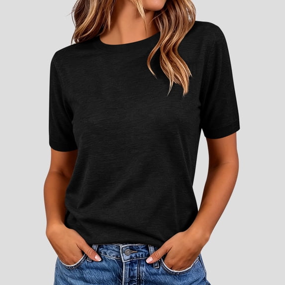 Ynynloco Womens T Shirts Short Sleeve Crew Neck Shirts Basic Tee Tops Blouse Casual Work Soft Basic Tees for Ladies