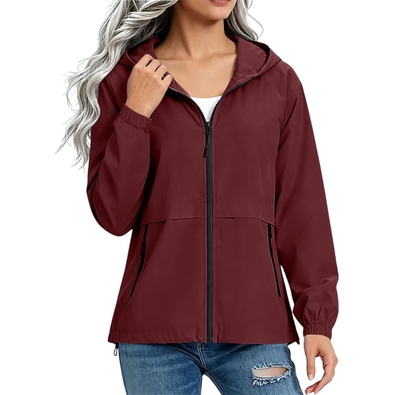 Ynynloco Womens Waterproof Raincoat Lightweight Breathable Hooded Rain Jacket Rain Coat Outdoor Active Windbreaker with Pocket