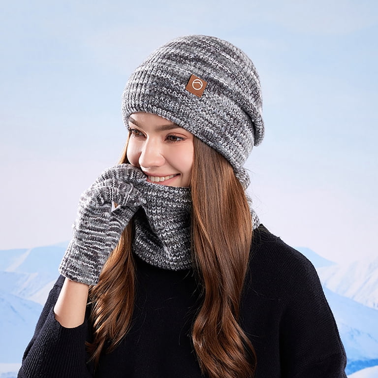 Winter Beanie Hat Scarf Gloves Headband Set, Slouchy Knit Touchscreen Gloves, 81+30iZY-KL._AC_SL1500_.jpg main image 3