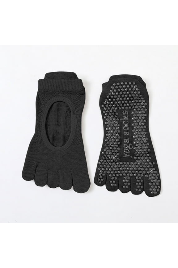 Yoga Socks for Women with Grips, Non-Slip Skid Pattern Five Toe Socks for Pilates, Barre, Ballet, Fitness