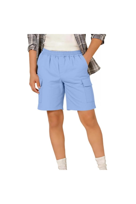 Youth Boys Girl Shorts Stretch School Uniform Clothes Kids Flat Front Dress Chino Hybrid Twill Casual Shorts Pockets