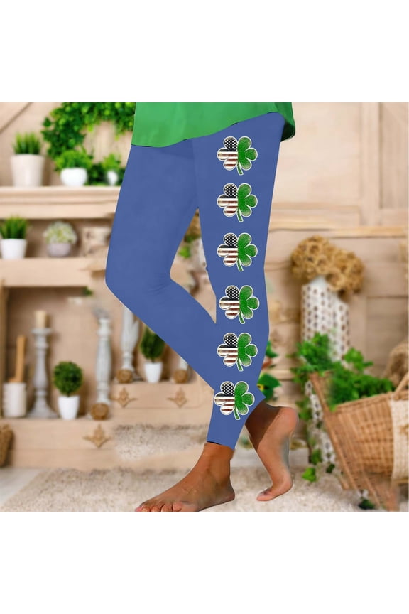 color cosplayer St. Patrick's Day Leggings Shamrock Stretchy Tights Yoga Pants for Women