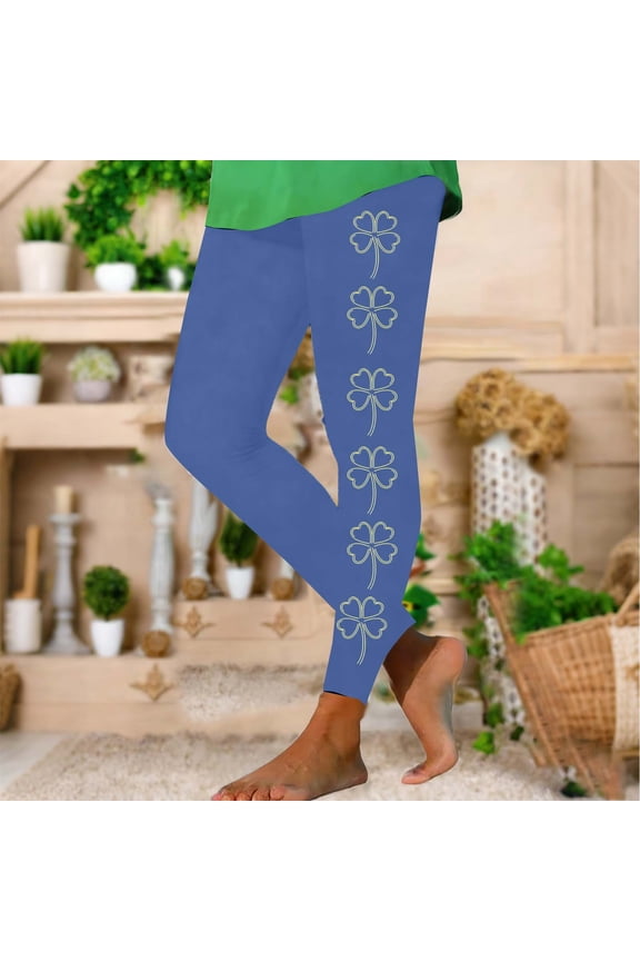 color cosplayer St. Patrick's Day Leggings Shamrock Stretchy Tights Yoga Pants for Women