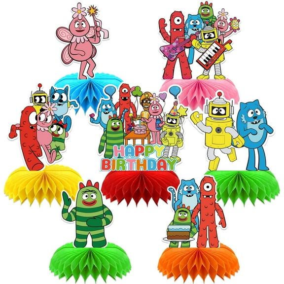 Yo Gabba Birthday Party Decoration, 8 PCS Yo Gabba Theme Honeycomb Centerpieces 3D Double Sided Table Decorations Party Supplies
