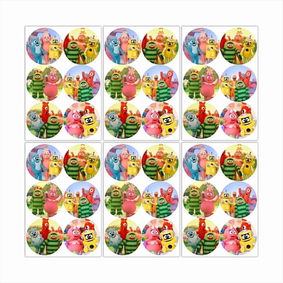 Yo Gabba Gabba Stickers Party Favors Labels Birthday Thank You Themed Round Circle Baby Shower 60pcs