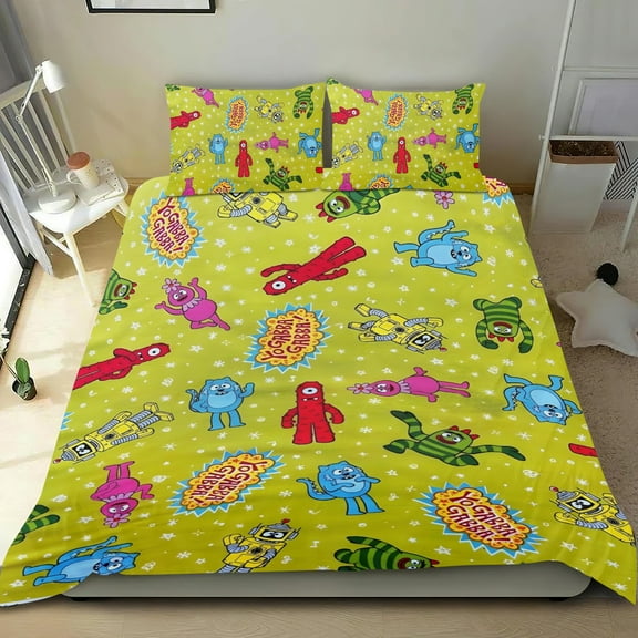 Yo Gabba Gabba Themed Bed Sheet Set Three Piece Set 53x79 Inches Comfortable And Skin Friendly Unique Design Creating A Star Studded Night