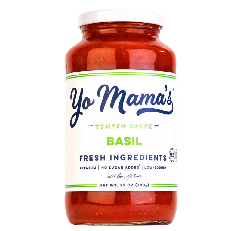 Yo Mama s Foods Gluten Free Keto Tomato Basil Pasta Sauce 25 oz Jar