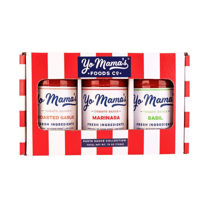 Yo Mamas Foods Gourmet Keto Gift Set and Care Package | Includes (1) Marinara Sauce (1) Tomato Basil and | (1) Roasted Garlic | Low-Sugar, Carb, Sodium, Gluten-Free, & Fresh Ingredients