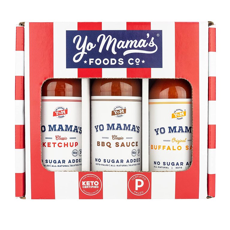 https://i5.walmartimages.com/seo/Yo-Mama-s-Foods-Grilling-Keto-Gift-Set-Includes-1-Buffalo-Sauce-1-Classic-Ketchup-BBQ-Sauce-Keto-Paleo-All-Natural-Gluten-Free-made-Fresh-Ingredients_0a27ec4e-f0b5-4879-90bc-69d7e30a945e.a45d87c4f3cbb52586bf1631a3796204.jpeg?odnHeight=768&odnWidth=768&odnBg=FFFFFF