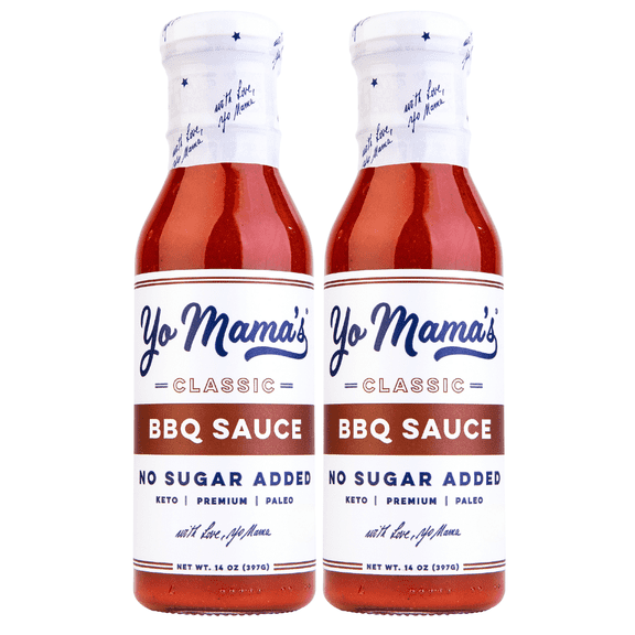 Yo Mama's Foods Keto Barbecue BBQ Sauce (Pack of 2) - No Sugar Added, Low Carb, Vegan, Gluten Free, Paleo Friendly, and Made with Whole Non-GMO Tomatoes!