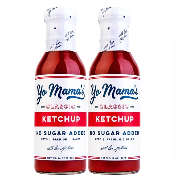Keto Classic Ketchup by Yo Mama's Foods Pack of (2) - No Sugar Added, Low Carb, Vegan, Gluten Free, Paleo Friendly, and Made with Whole Non-GMO Tomatoes!