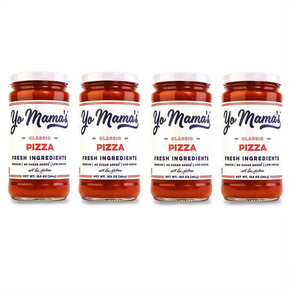 Yo Mama's Foods Keto Classic Pizza Sauce Pack of (4) - No Sugar Added, Low Carb, Vegan, Gluten Free, Paleo Friendly, and Made with Fresh Non-GMO Tomatoes!