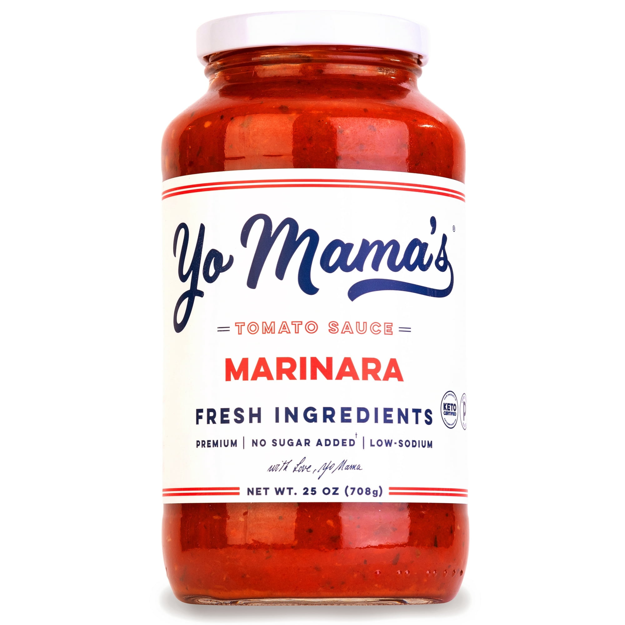 Yo Mama's Foods Keto Marinara Pasta Sauce - Pack of (1) - No Sugar Added, Low Carb, Low Sodium, Gluten Free, Paleo Friendly, and Made with Whole, Non-GMO Tomatoes.
