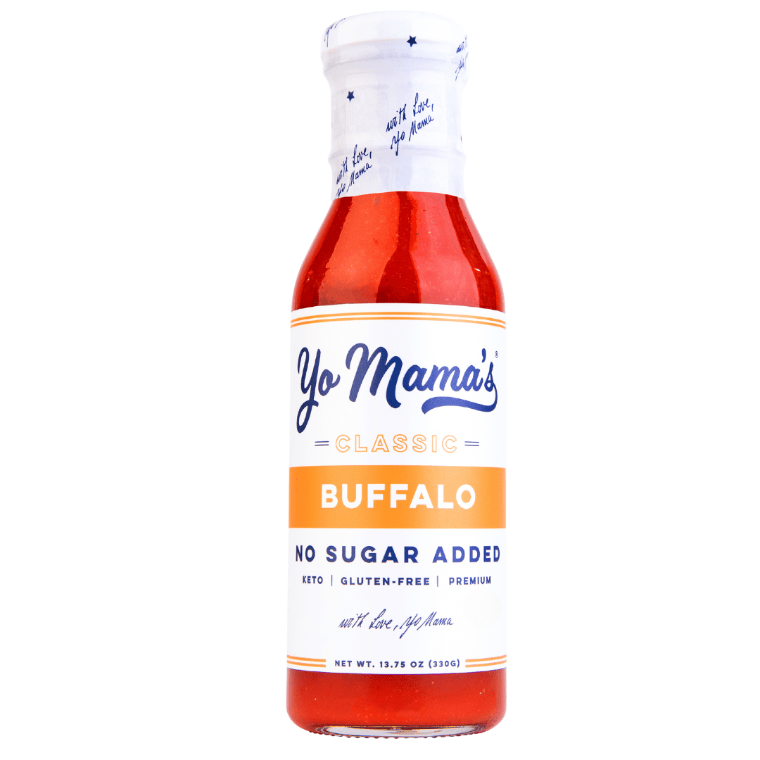 Yo Mama's Foods Keto Original Buffalo Sauce, 13.75 Ounces – No Sugar Added, Gluten Free, Allergens Not Contained