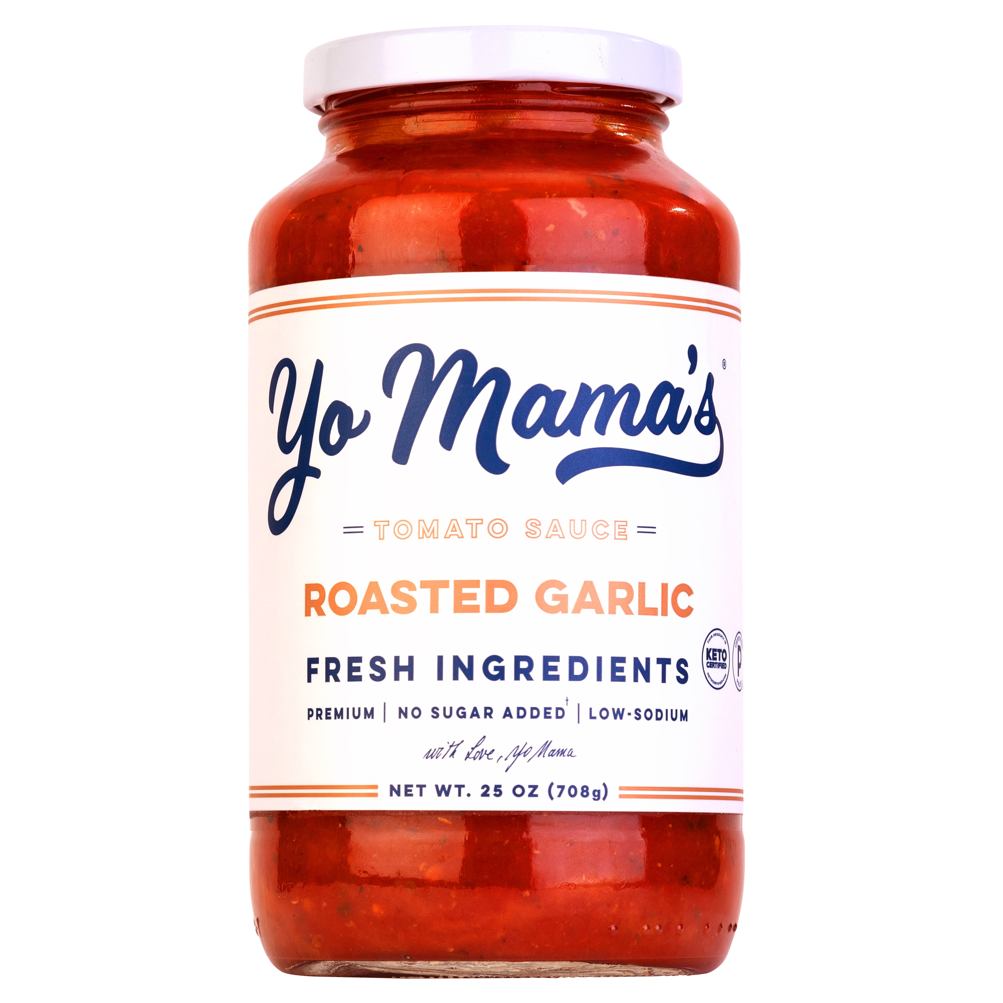 Yo Mama's Foods Keto Roasted Garlic Pasta Sauce, 25 oz