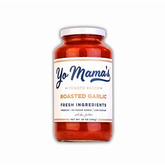 Yo Mama's Foods Keto Roasted Garlic Pasta Sauce - Pack of (1) - No Sugar Added, Low Carb, Low Sodium, Vegan+Gluten Free, Paleo Friendly, and Made with Fresh Non-GMO Tomatoes!