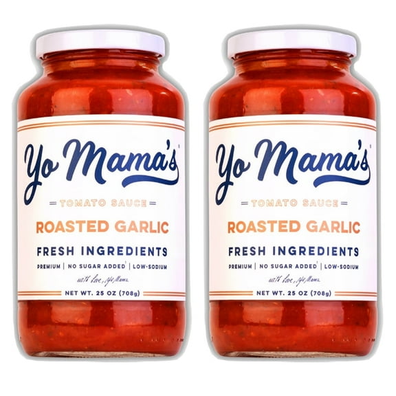 Yo Mama's Foods Keto Roasted Garlic Pasta Sauce - Pack of (2) - Vegan, No Sugar Added, Low Carb, Low Sodium, Gluten Free, Paleo Friendly, and Made with Fresh Non-GMO Tomatoes!