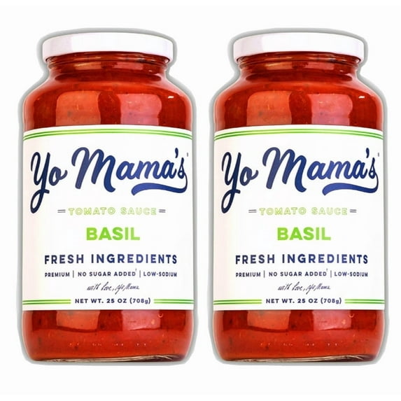 Yo Mama's Foods Keto Tomato Basil Pasta Sauce - Pack of (2) - No Sugar Added, Low Carb, Low Sodium, Vegan, Gluten Free, Paleo Friendly, and Made with Whole, Non-GMO Tomatoes