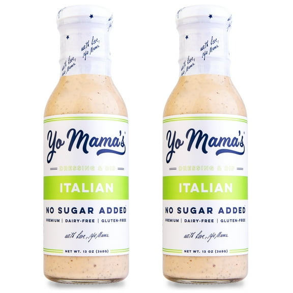 Yo Mama's Foods Low Carb Gourmet Italian Dressing and Dip - Pack of (2) - Low Carb, No Sugar, Low Sodium, and Gluten-Free