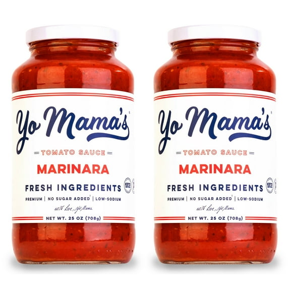 Yo Mama's Foods Marinara Magnifica Award-Winning Gourmet Pasta Sauce – (2) 25 oz Jars – No Sugar Added, Gluten Free, Preservative Free, Paleo Friendly, and Made with Whole, non-GMO Tomatoes!