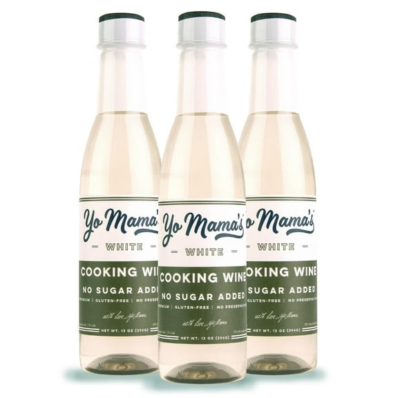 Yo Mama's Foods Premium White Cooking Wine | Pack of (3) | No Sugar Added, Gluten Free, No preservatives, Use for Cooking, Marinades, & Dressings