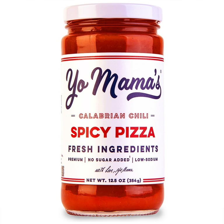 Yo Mama's Foods Spicy Pizza Sauce, 12.5 oz, No Sugar Added, Bold