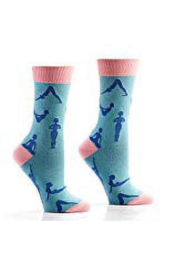 Pink Yoga Funky Women's Crew Socks for Dress or Casual Wear Size 5-10