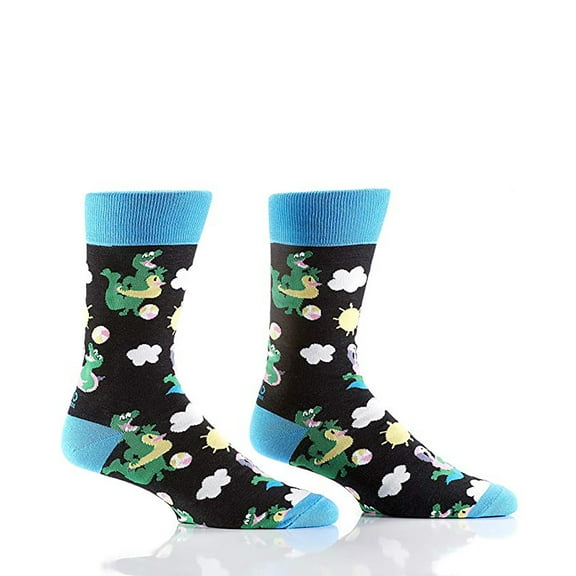 Yo Sox Summer Crocodile Blue and Black Men's Size 7-12 Cotton Blend Novelty Crew Socks
