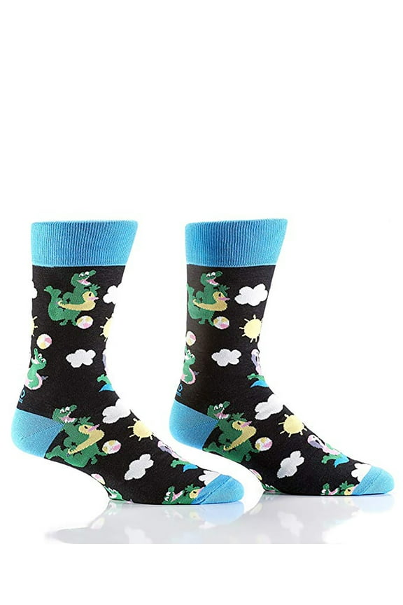 Summer Crocodile Blue and Black Men's Size 7-12 Cotton Blend Novelty Crew Socks